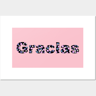 Thank you, with colored letters with dots in Spanish language Posters and Art